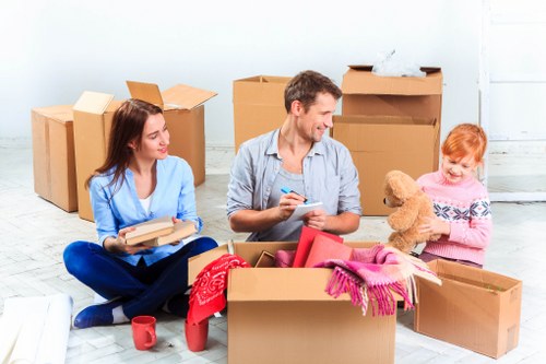 Moving boxes and household items in a Camden flat relocation