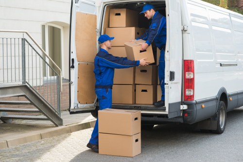 Packed boxes and furniture ready for a Camden home move