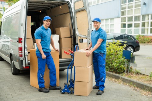 Office removals in Camden with desks and equipment being transported