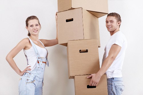 Packed room ready for a local house move in Camden